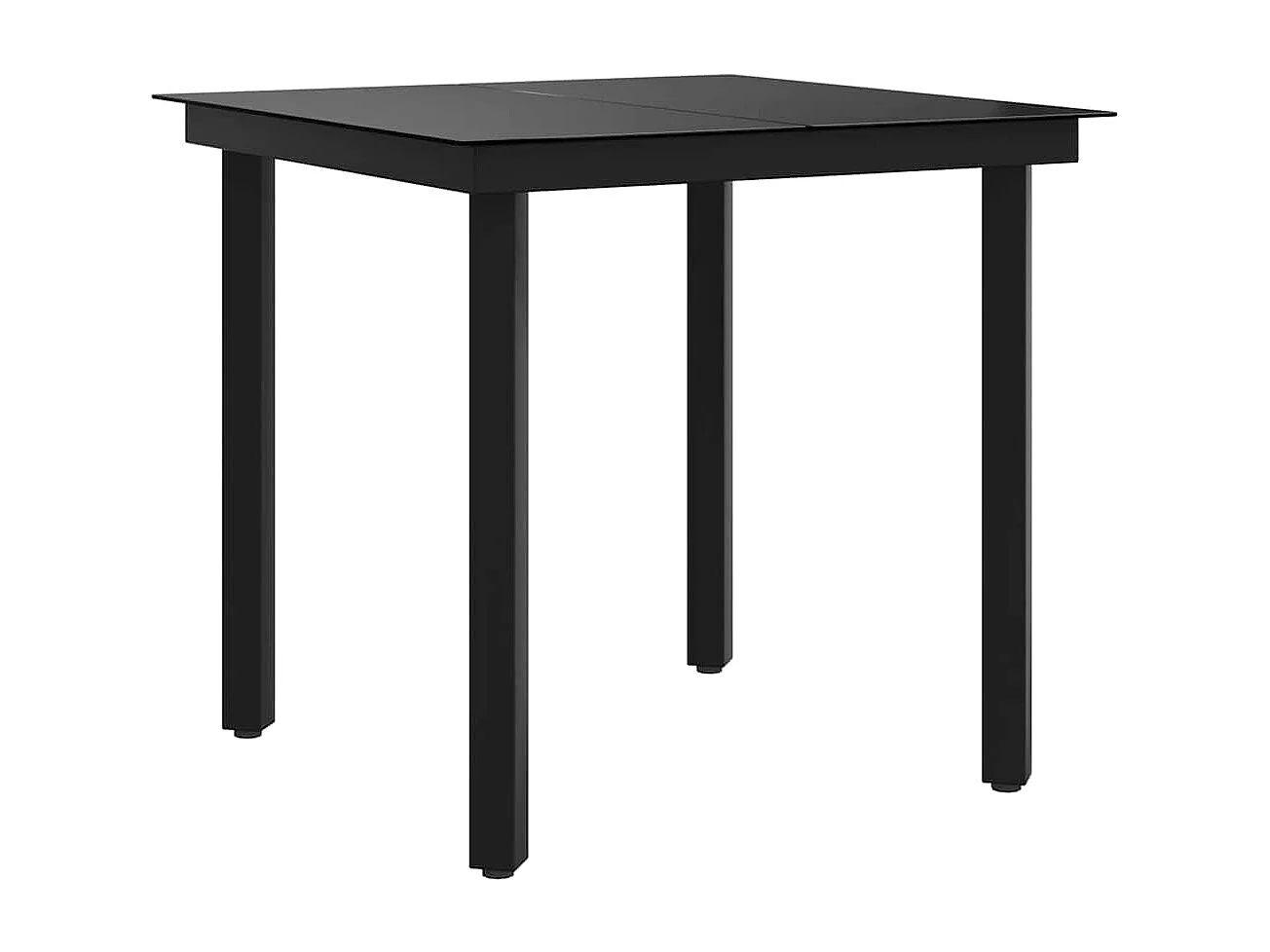 Table à dîner de jardin Noir 80x80x74 cm Acier et verre