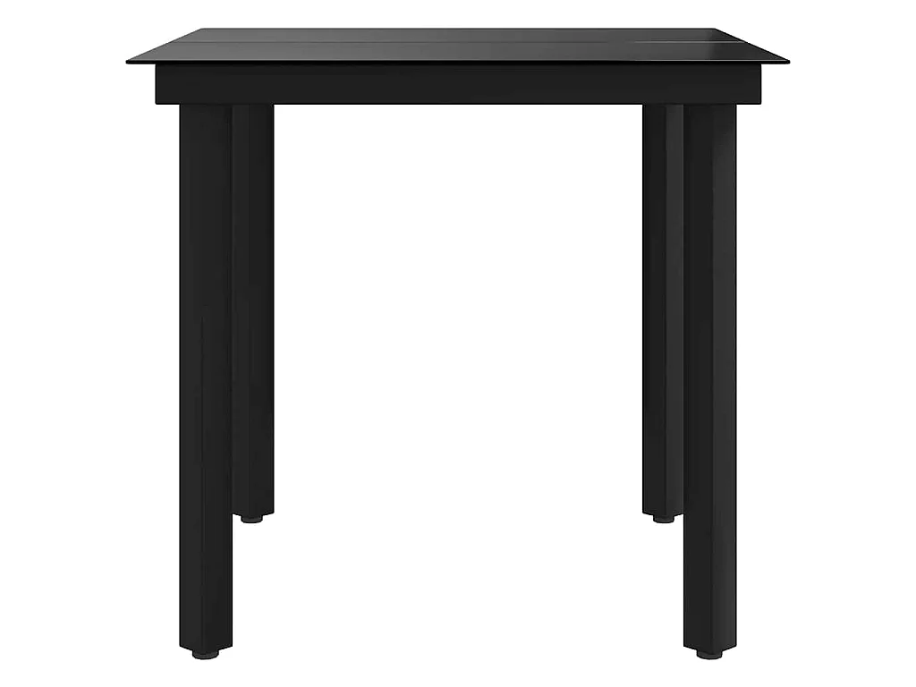 Table à dîner de jardin Noir 80x80x74 cm Acier et verre