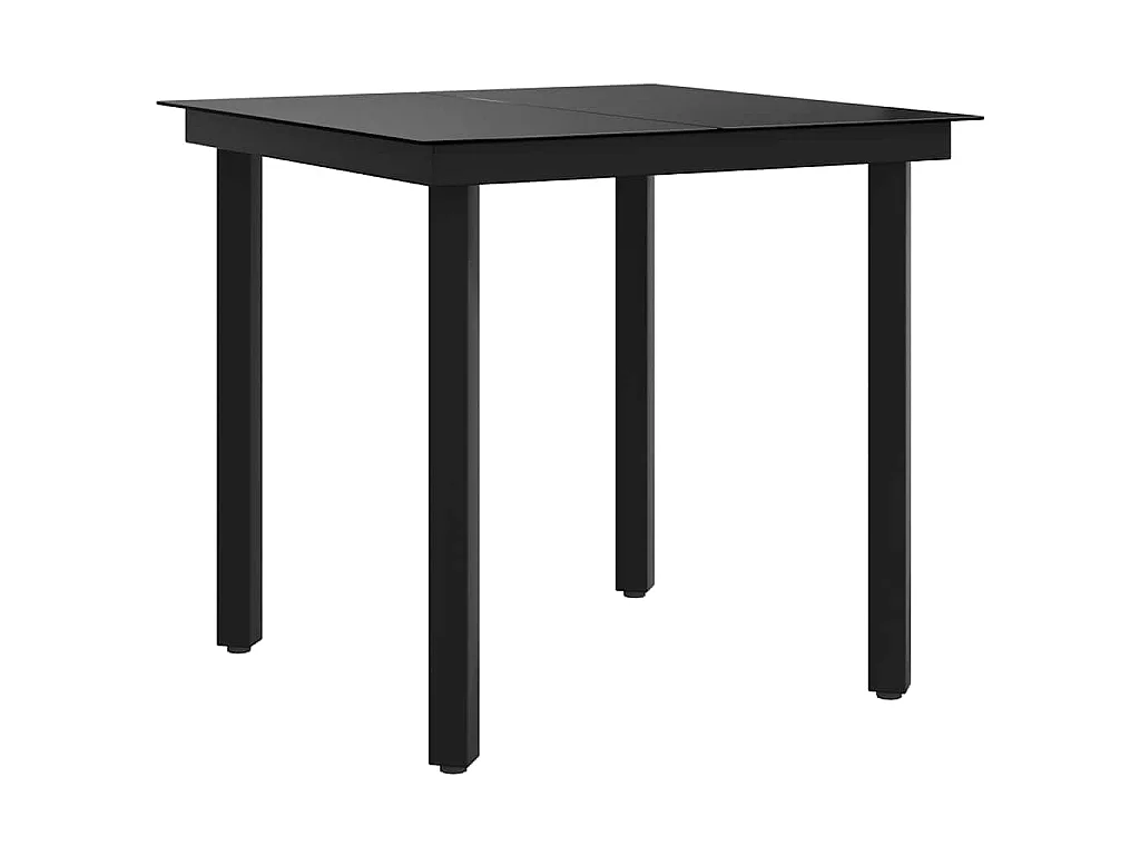Table à dîner de jardin Noir 80x80x74 cm Acier et verre