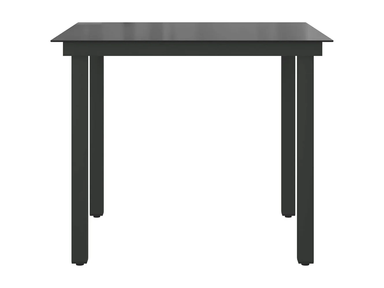 Tuintafel 80x80x74 cm aluminium en glas zwart