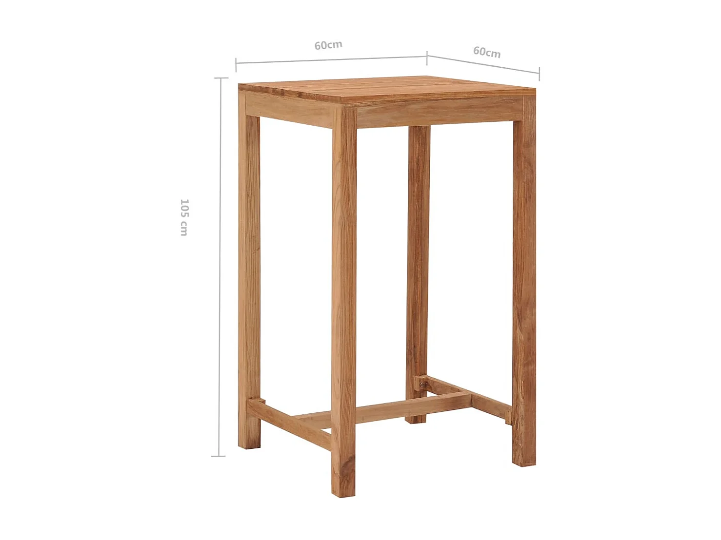 Outdoor-Bartisch 60x60x105 Massivholz Teak