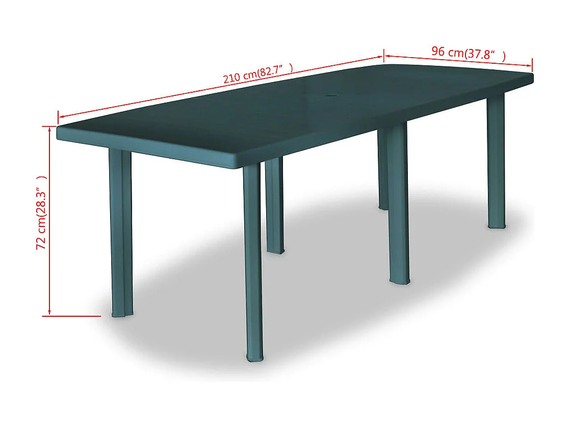 Table de jardin Vert 210 x 96 x 72 cm Plastique