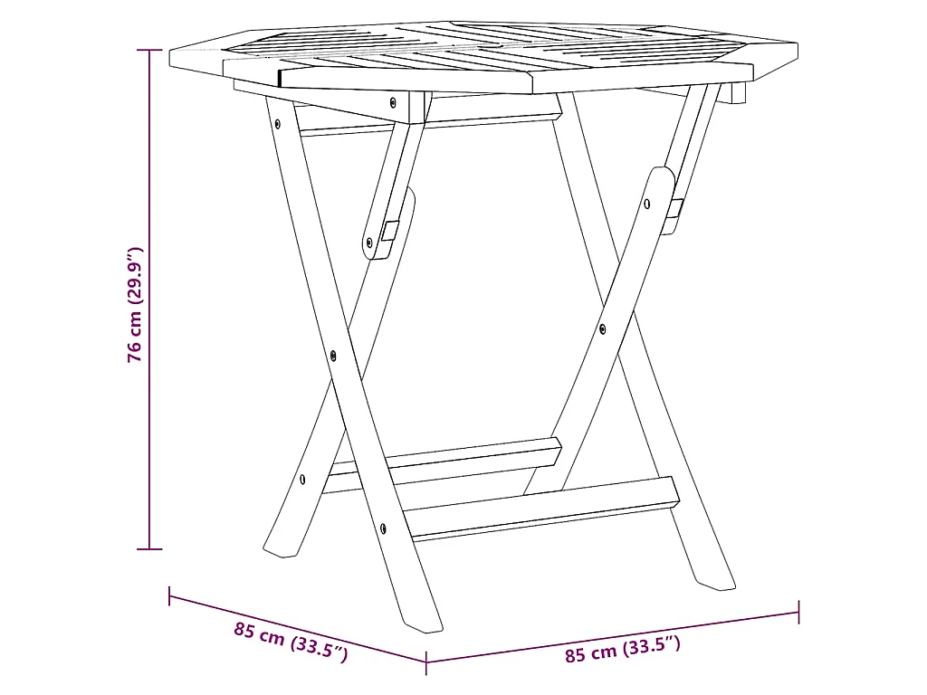 Stół ogrodowy składany 85x85x76 cm, lite drewno tekowe