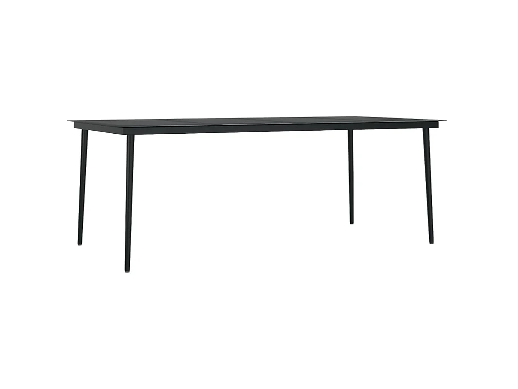 Tavolo da Pranzo da Giardino Nero 200x100x74 cm Acciaio e Vetro