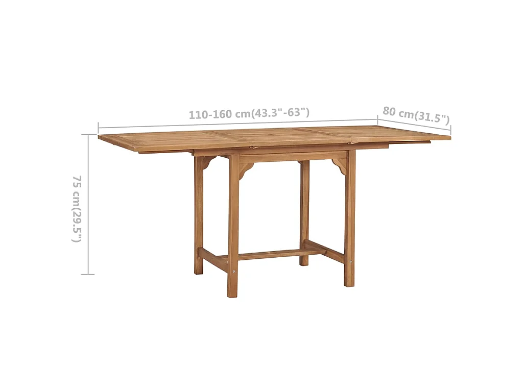Tuintafel verlengbaar (110-160)x80x75 cm massief teakhout