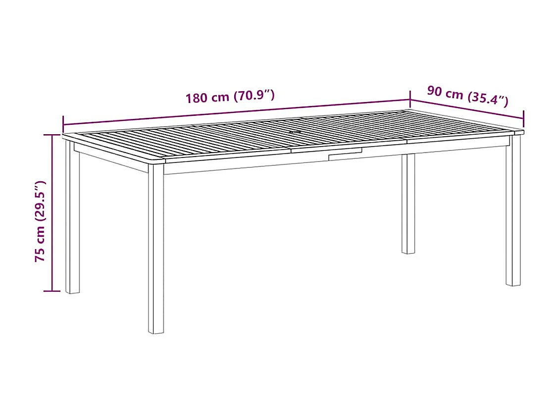 Tavolo da Giardino 200x100x74 cm in Legno Massello di Acacia