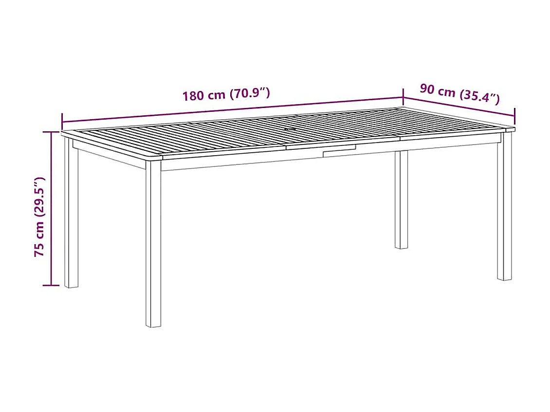 Table de jardin 200x100x74 cm Bois d'acacia massif