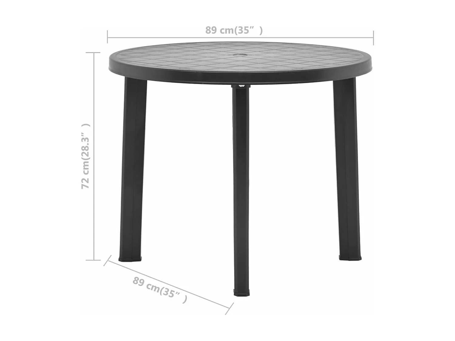 Table de jardin Anthracite 89 cm Plastique