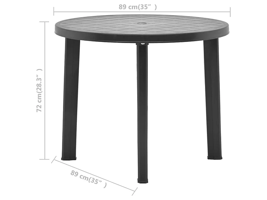 Tavolo da Giardino Antracite 89 cm in Plastica