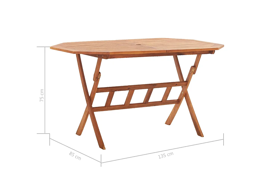 Tavolo da Giardino Pieghevole 135x85x75 cm Massello di Acacia