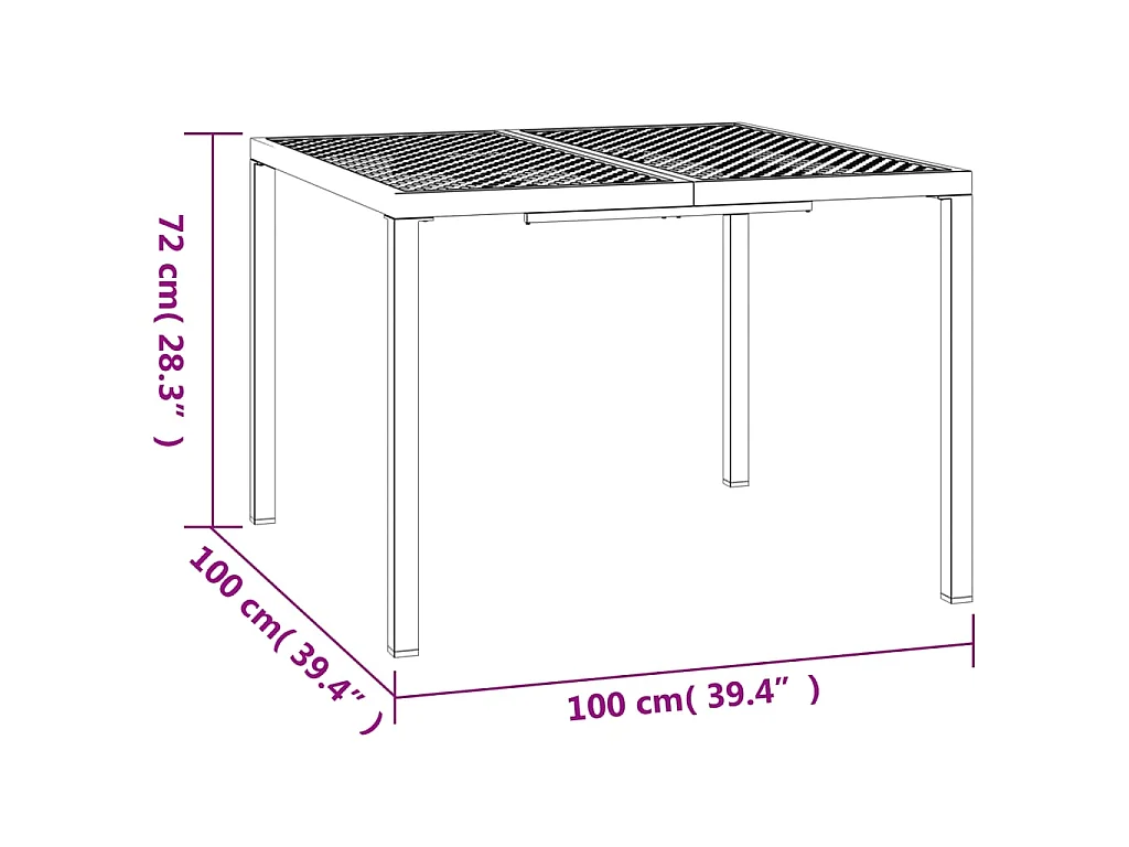 Mesa de jardín de acero gris antracita 100x100x72 cm