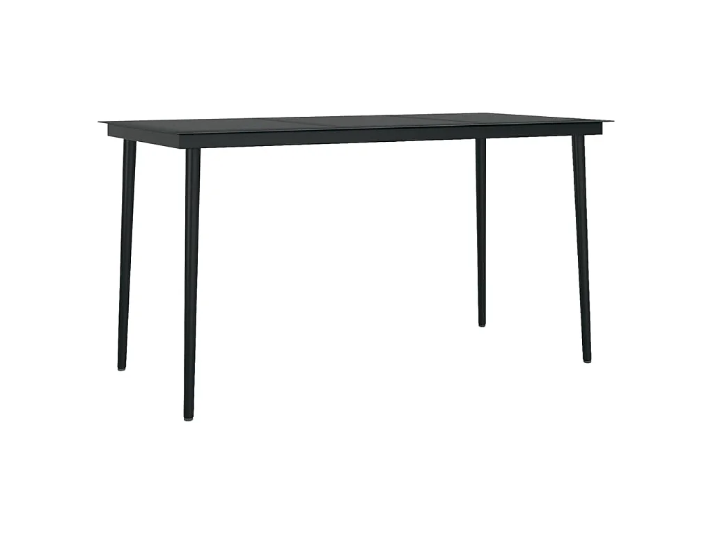 Tavolo da Giardino Nero 140x70x74 cm in Acciaio e Vetro