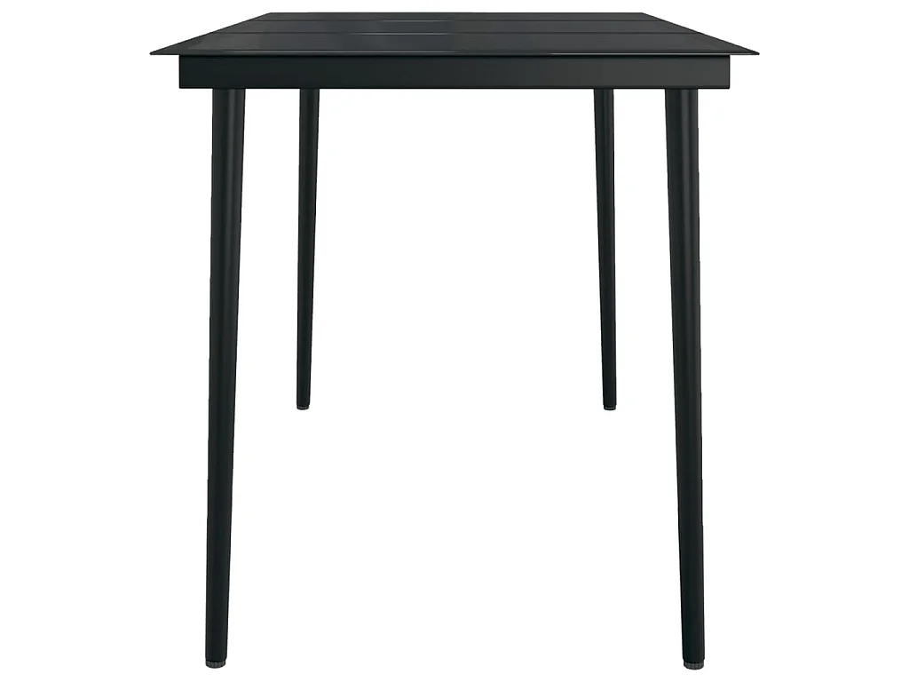 Tavolo da Giardino Nero 140x70x74 cm in Acciaio e Vetro