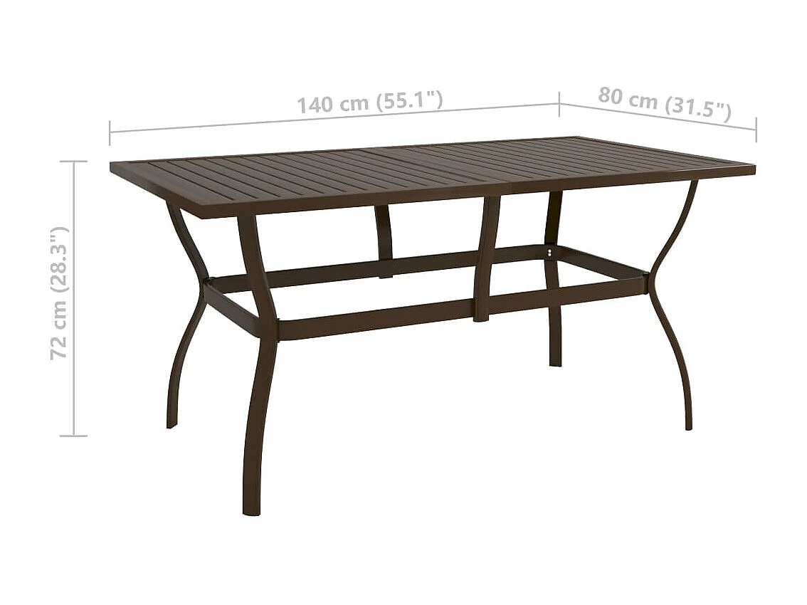Tavolo da Giardino Marrone 140x80x72 cm in Acciaio