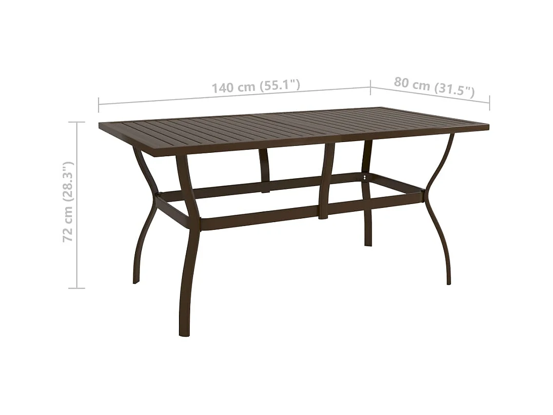 Mesa de jardín de acero marrón 140x80x72 cm