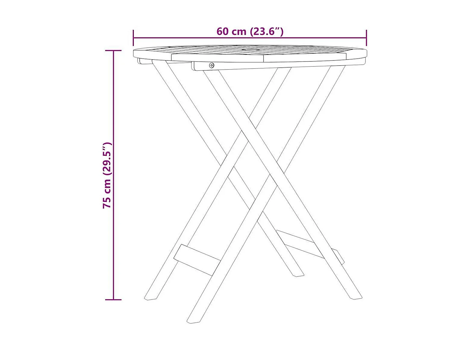 Tuintafel inklapbaar Ø60x75 cm massief eucalyptushout