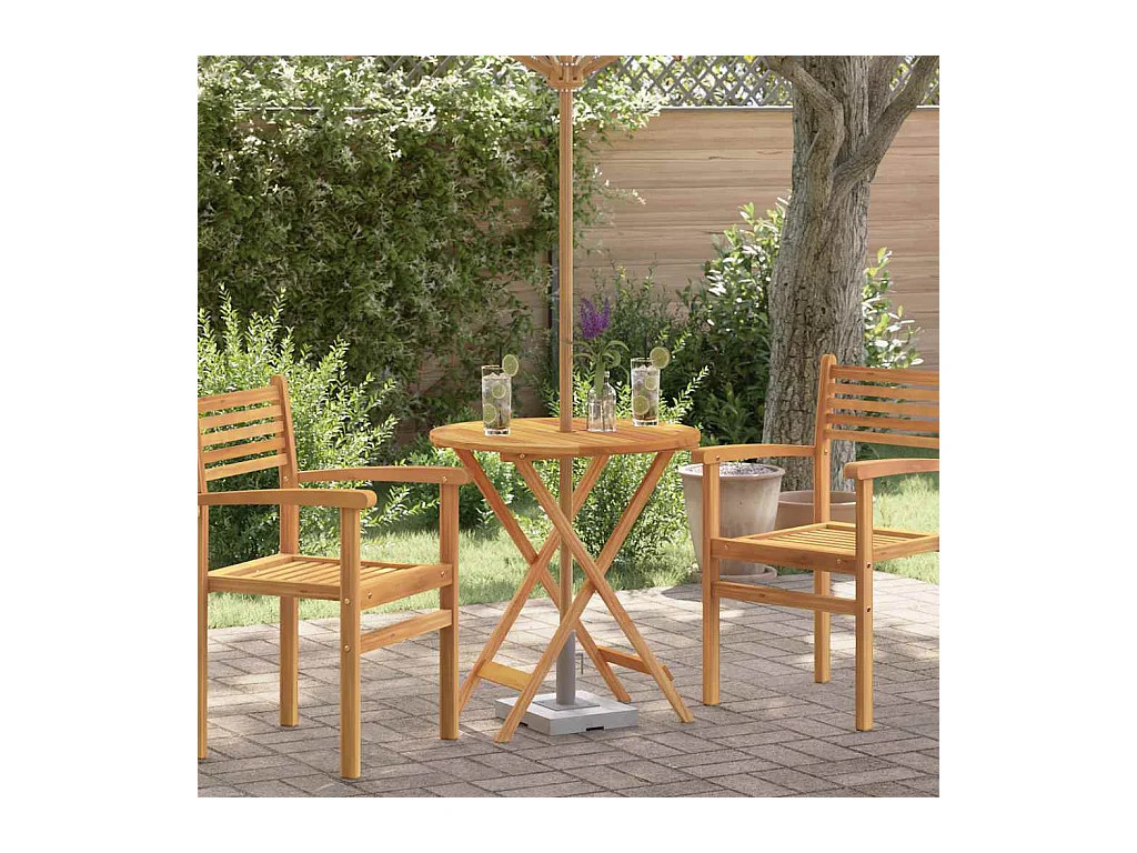Table de jardin pliable Ø60x75 cm Bois d'eucalyptus solide