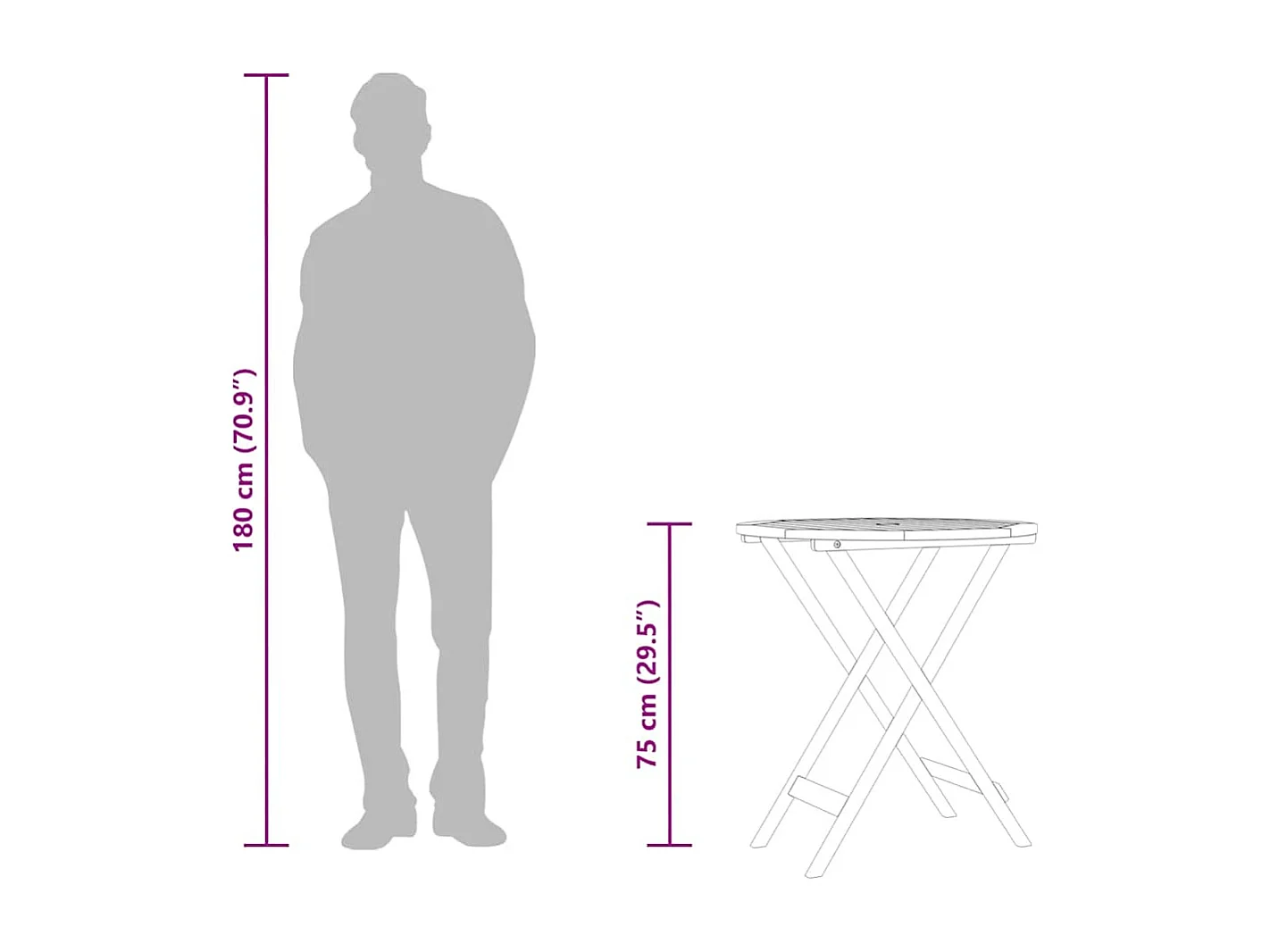Table de jardin pliable Ø60x75 cm Bois d'eucalyptus solide