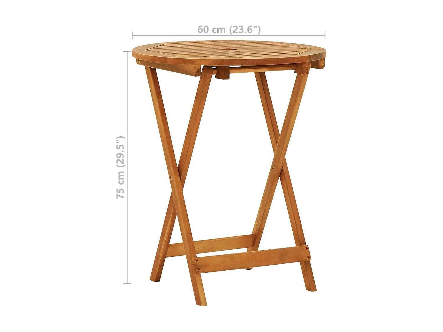 Table de jardin pliable Ø60x75 cm Bois d'eucalyptus solide