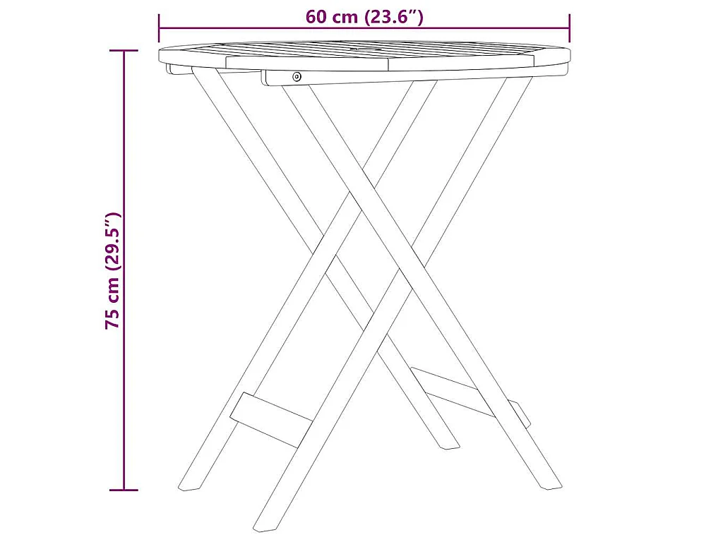 Tuintafel inklapbaar Ø60x75 cm massief eucalyptushout