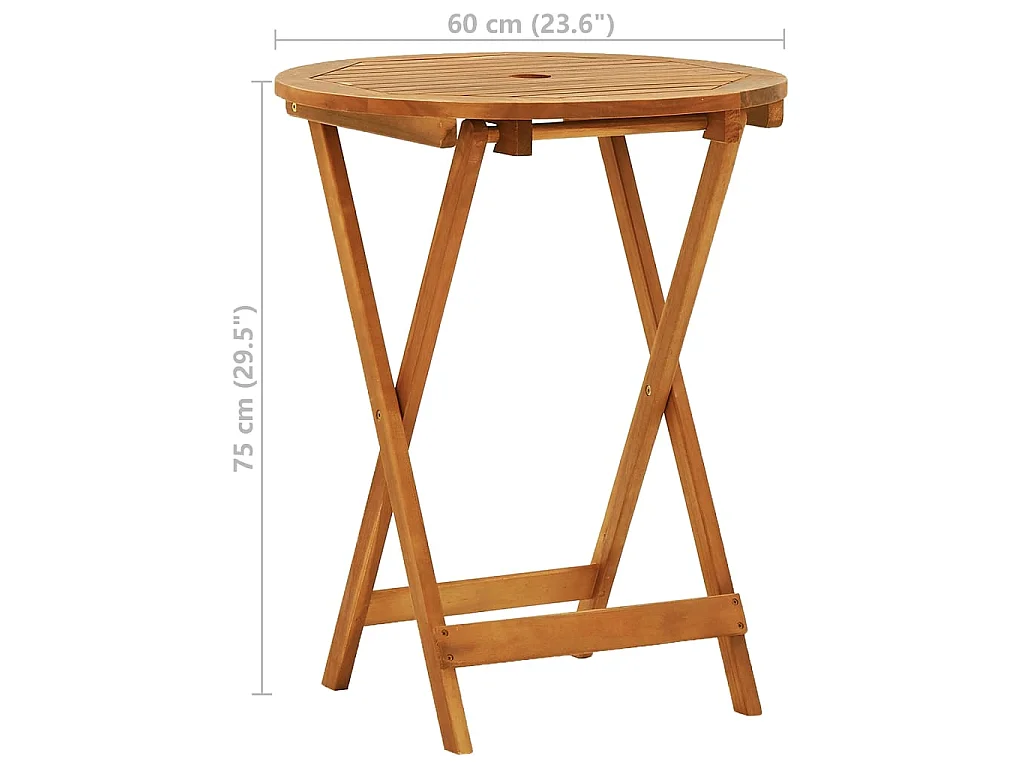 Tuintafel inklapbaar Ø60x75 cm massief eucalyptushout