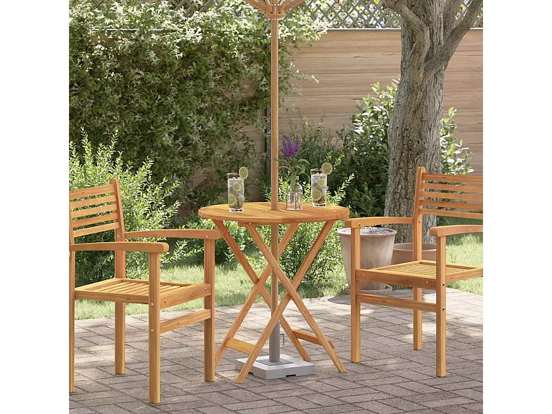 Klappbarer Gartentisch Ø60x75 cm Massivholz Eukalyptus