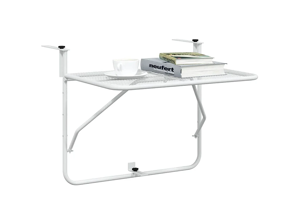 Tavolo da Balcone Bianco 60x40 cm in Acciaio