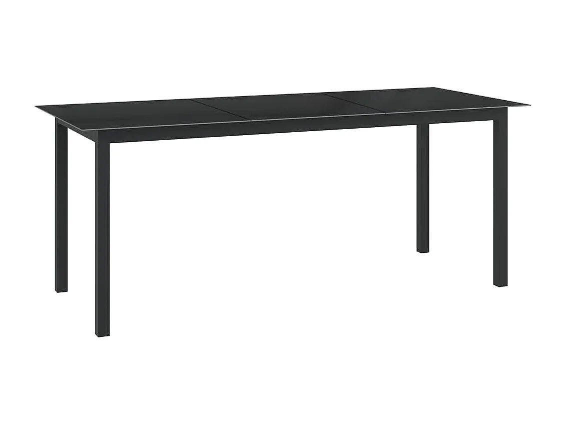 Table de jardin Noir 190x90x74 cm Aluminium et verre