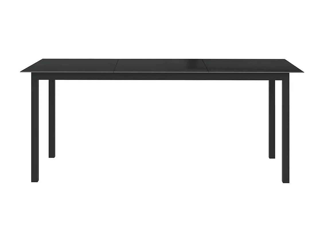Table de jardin Noir 190x90x74 cm Aluminium et verre