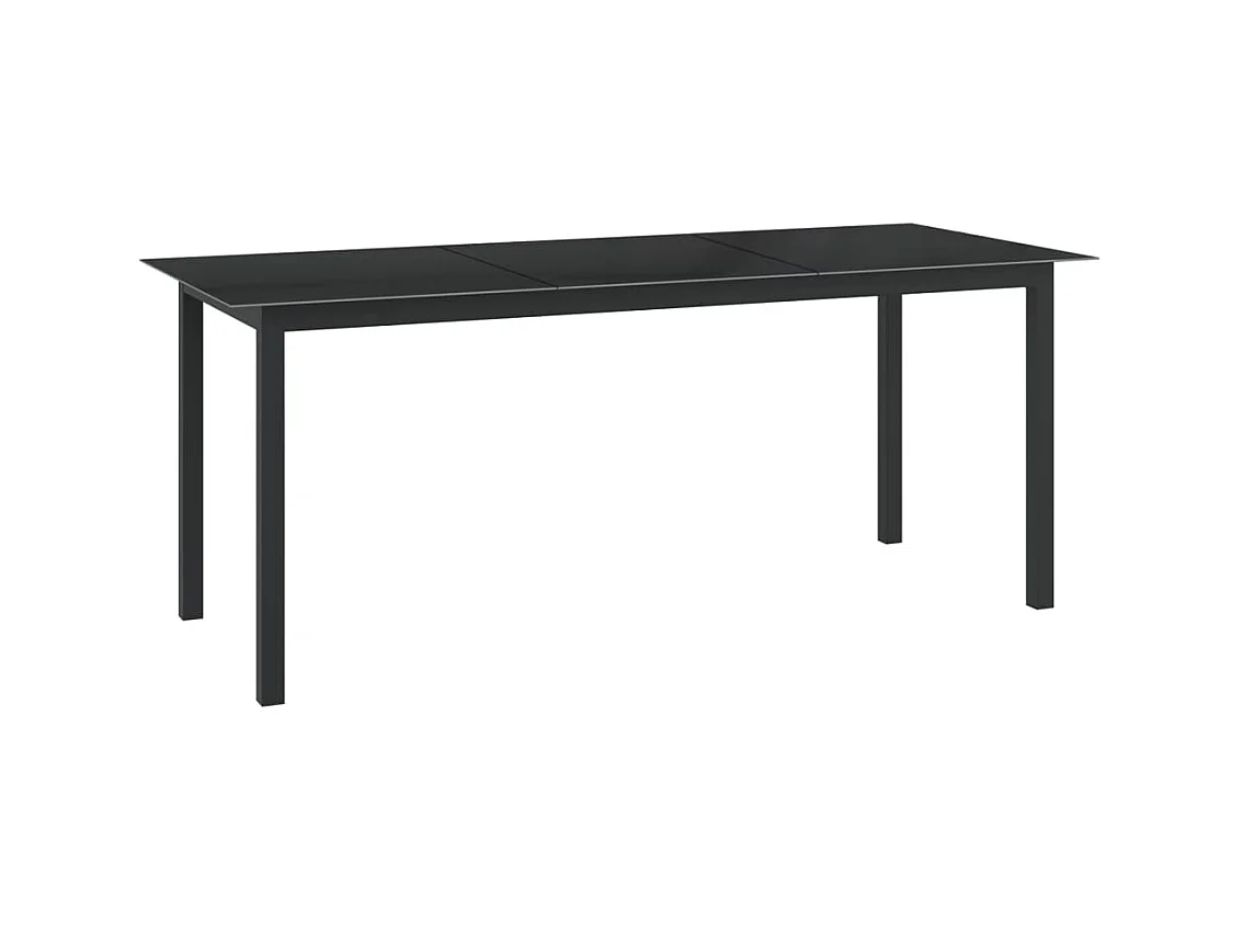 Gartentisch Schwarz 190x90x74 cm Aluminium und Glas