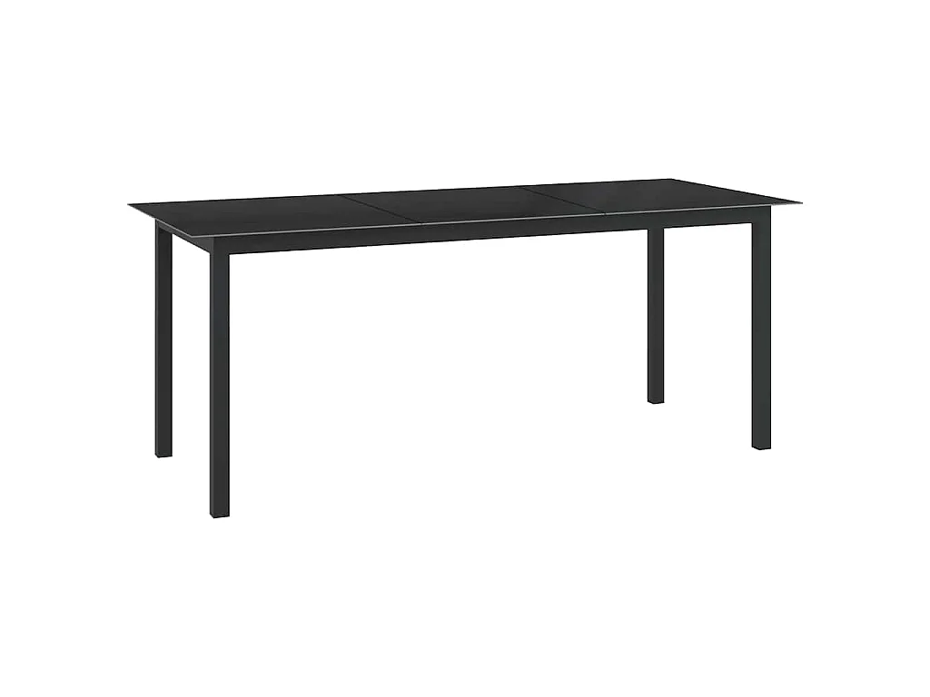 Tavolo da Giardino Nero 190x90x74 cm in Alluminio e Vetro