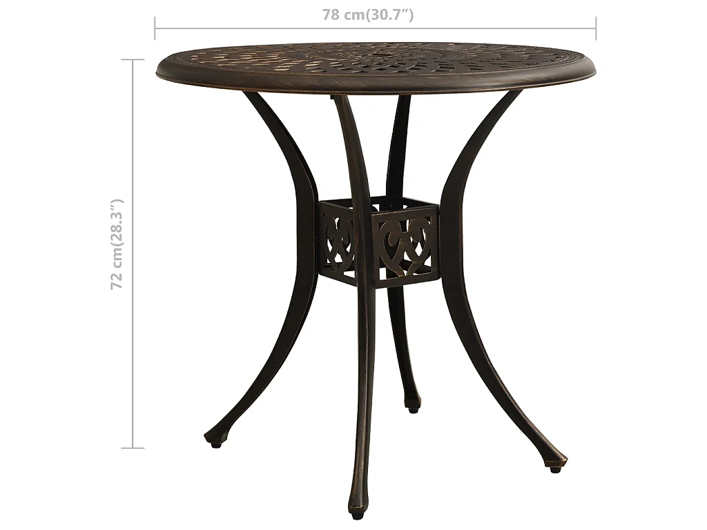 Table de jardin Bronze 78x78x72 cm Aluminium coulé