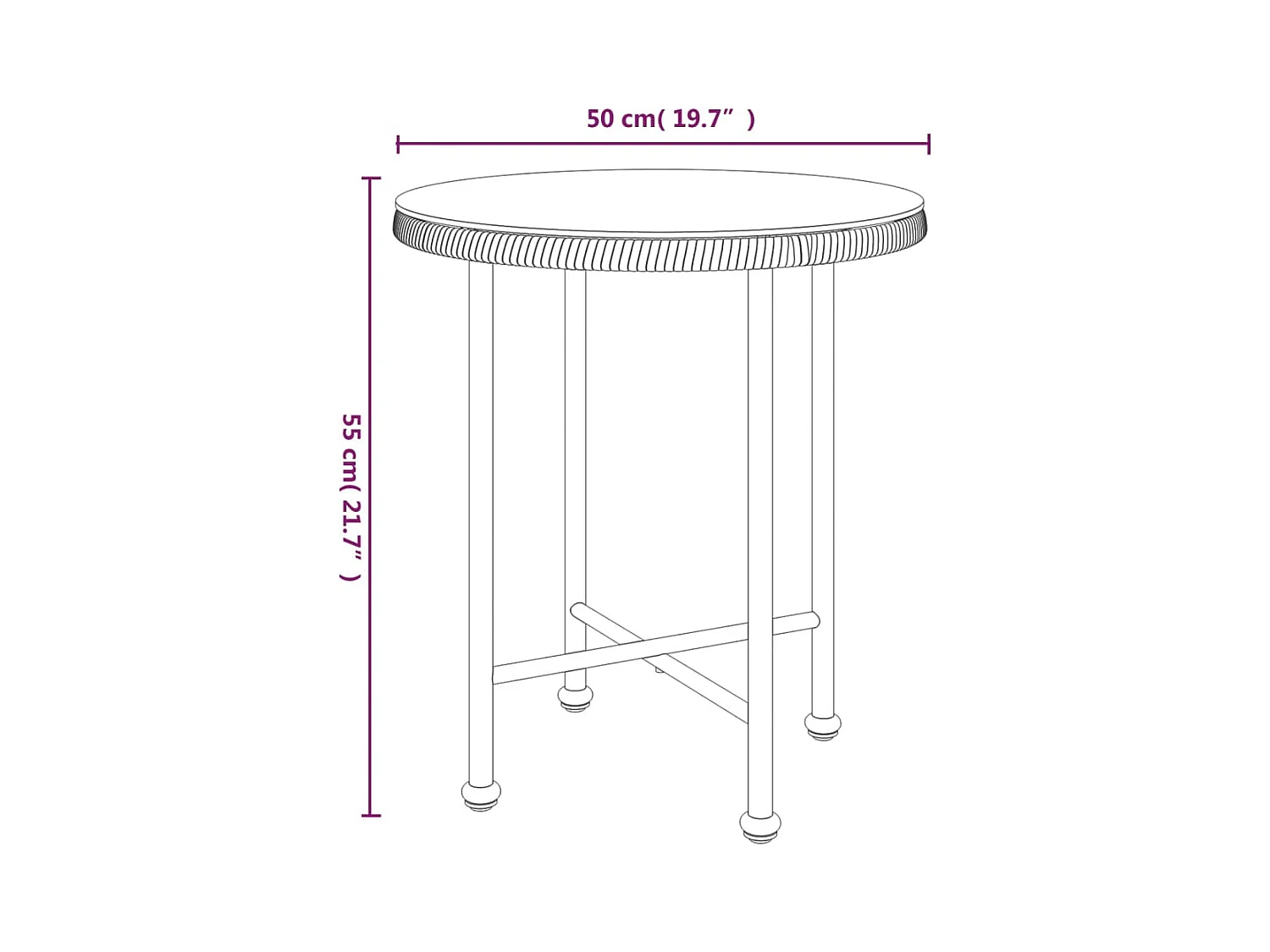 Esstisch Ø50 cm Hartglas und Stahl