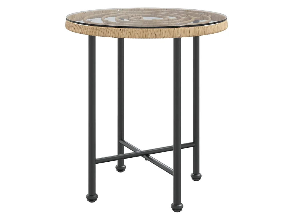 Table de salle à manger Ø50 cm Verre trempé et acier