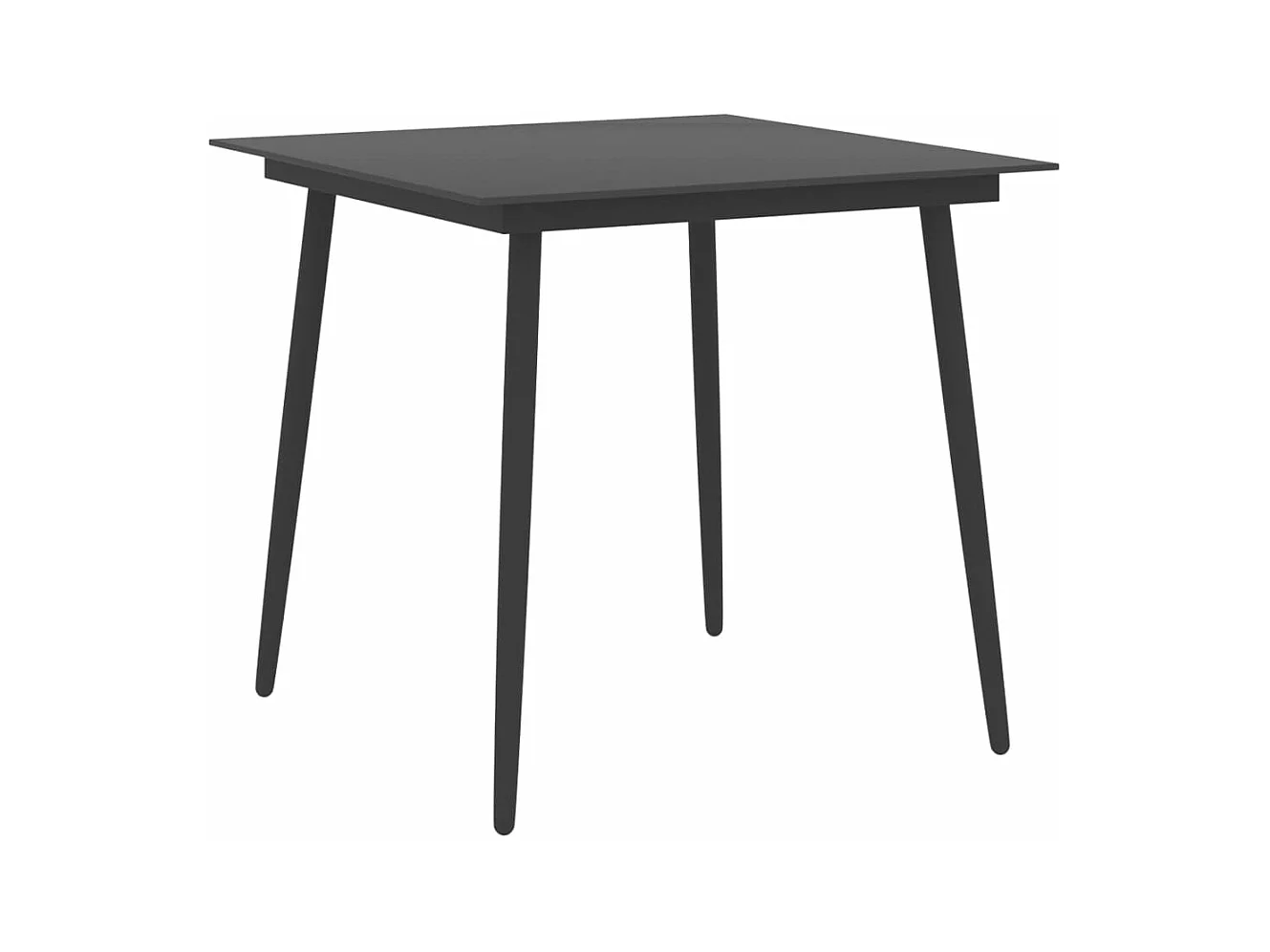 Tuintafel 80x80x74 cm staal en glas zwart