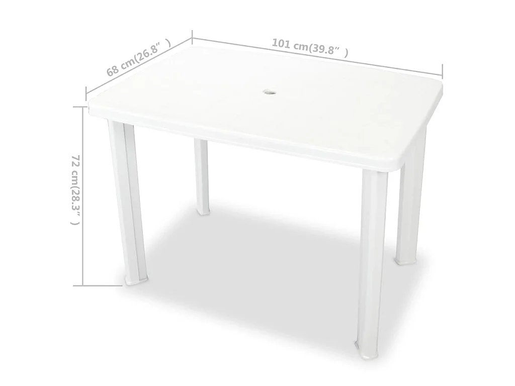 Mesa de jardim 101x68x72 cm plástico branco