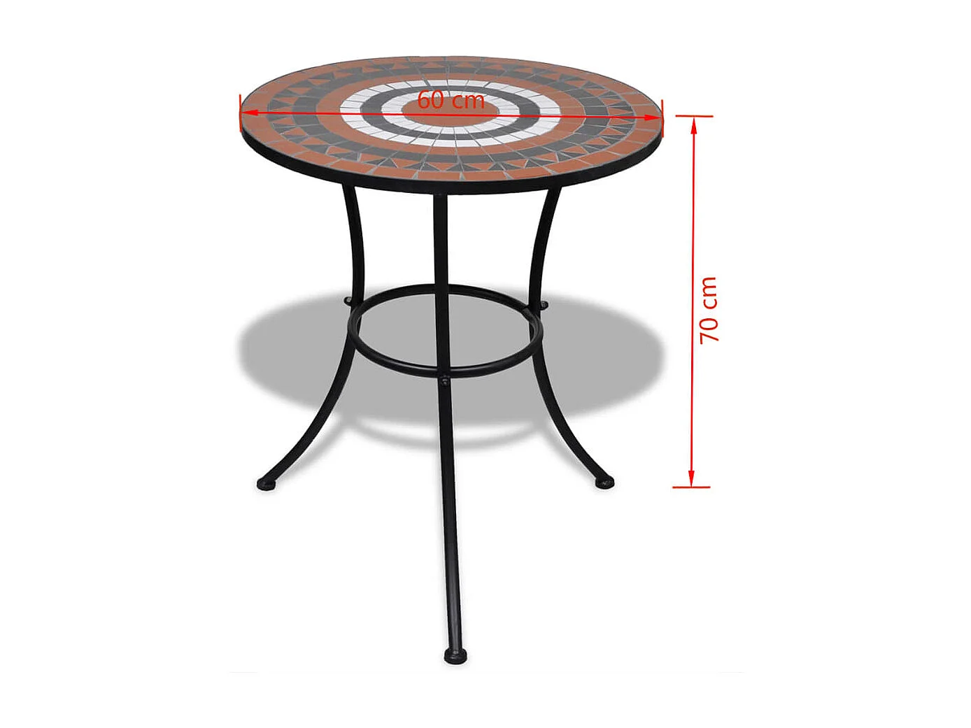 Bistrotafel 60 cm mozaïek terracottakleurig en wit