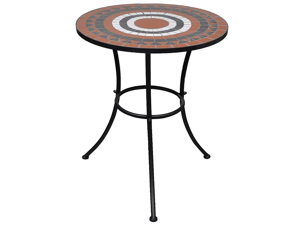 Table de bistro Terre cuite et blanc 60 cm Mosaïque