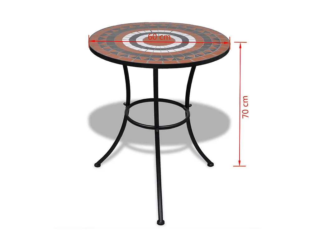 Table de bistro Terre cuite et blanc 60 cm Mosaïque