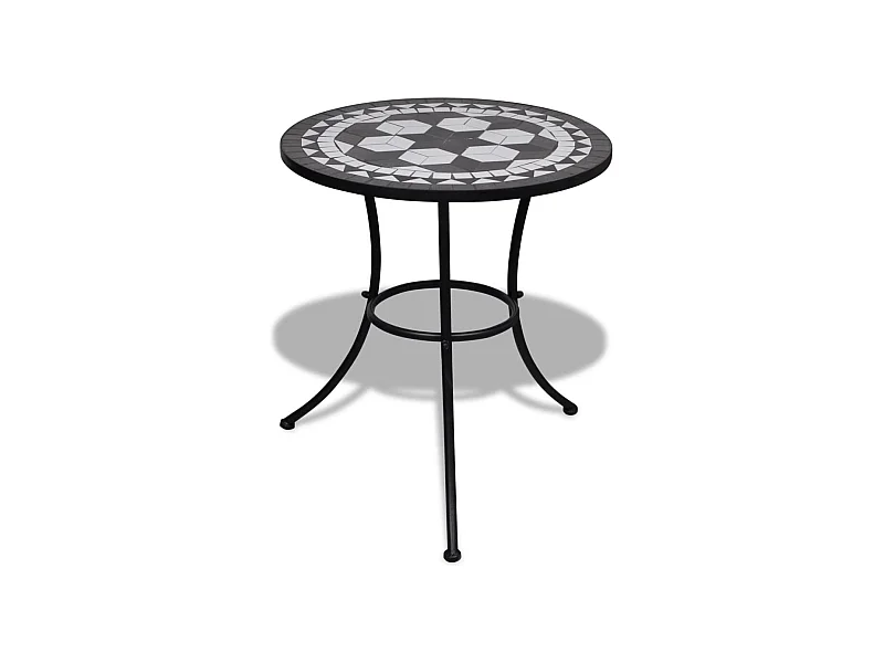 Bistrotisch Schwarz und Weiß 60 cm Mosaik