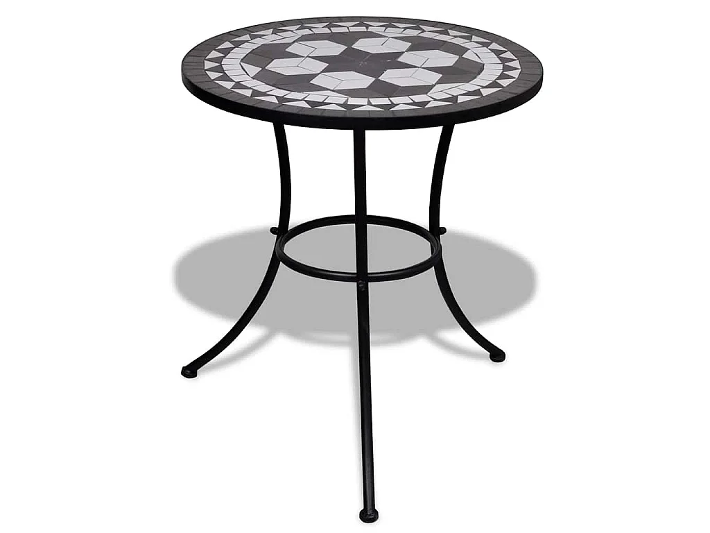 Tavolo da Bistrot Nero e Bianco 60 cm a Mosaico