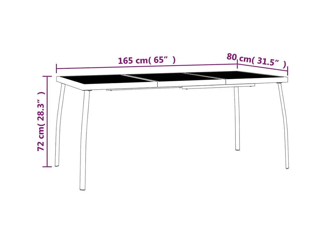 Gartentisch Anthrazit 165x80x72 cm Stahlgitter
