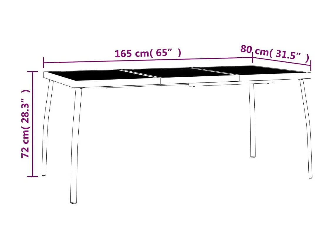 Table de jardin anthracite 165x80x72 cm Treillis d'acier