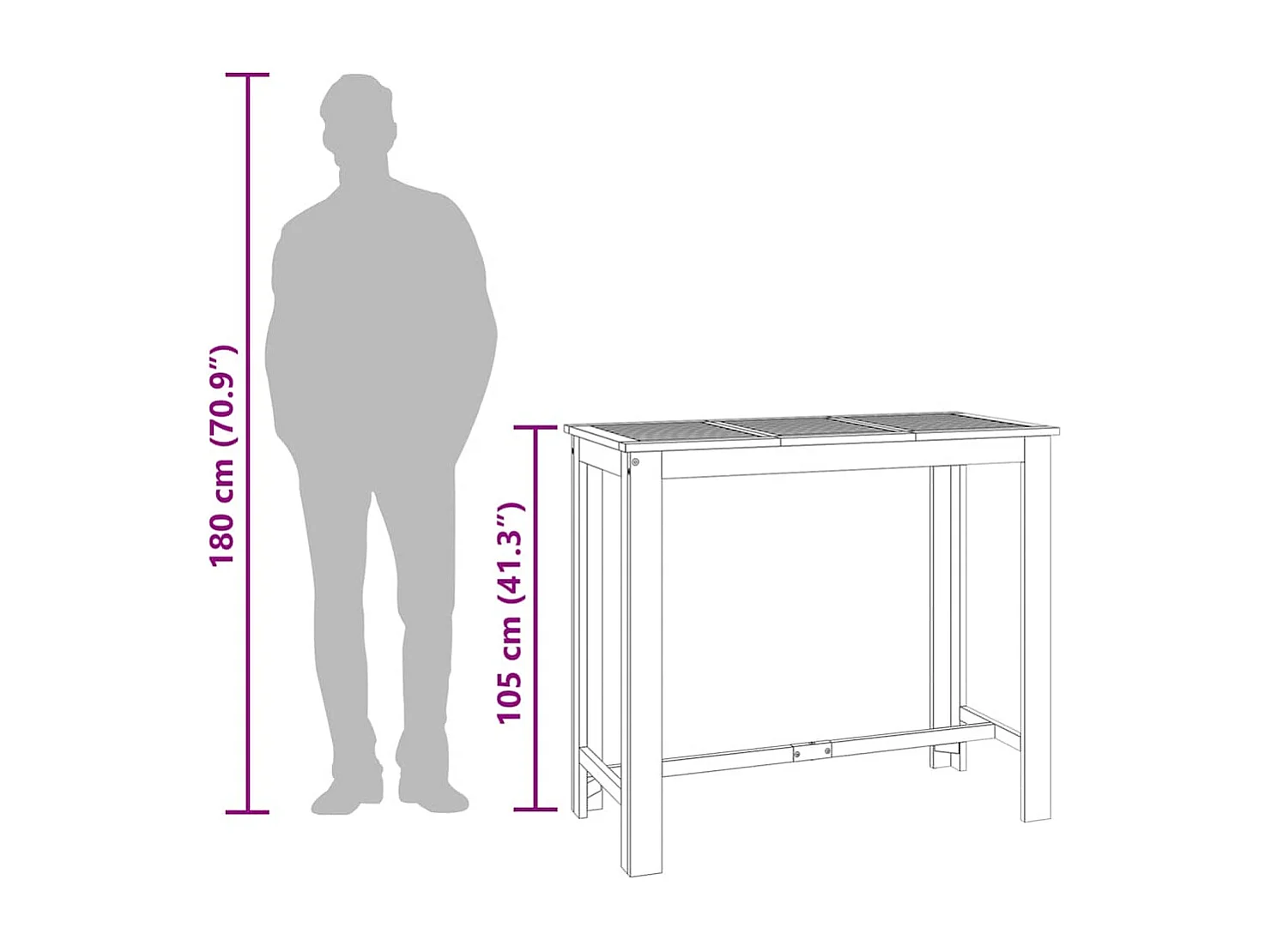 Table de bar de jardin 120x60x105 cm Bois d'acacia solide