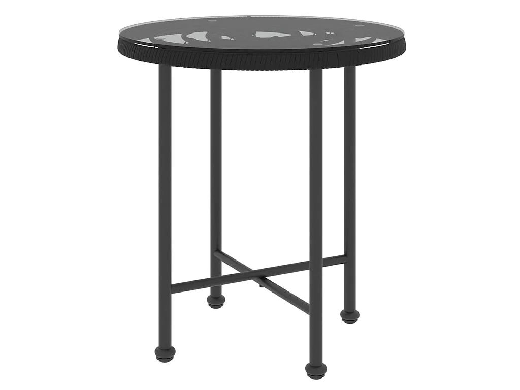 Mesa de jantar Ø50 cm   vidro temperado e aço preto