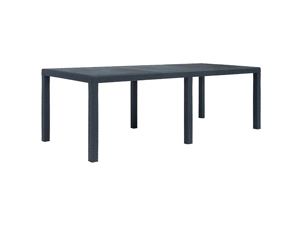Tavolo da Giardino Antracite 220x90x72 cm Plastica Stile Rattan
