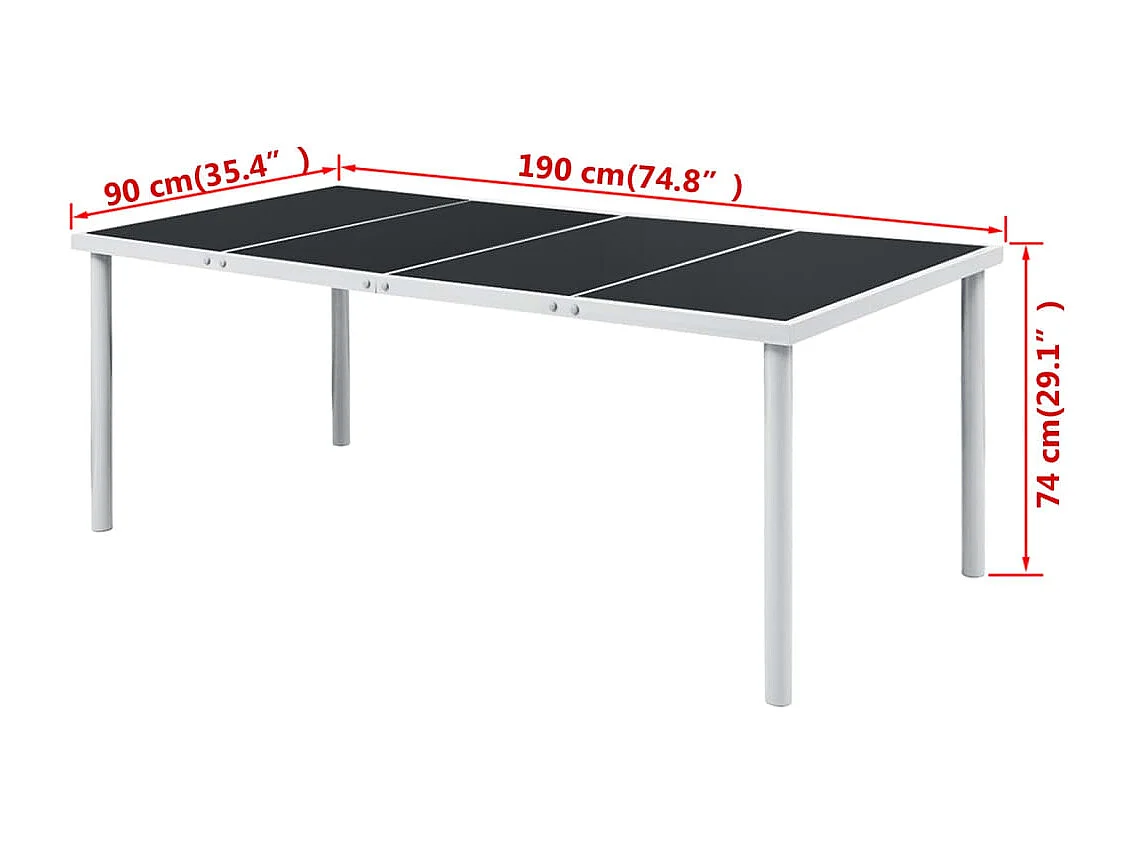 Tuintafel 190x90x74 cm staal zwart