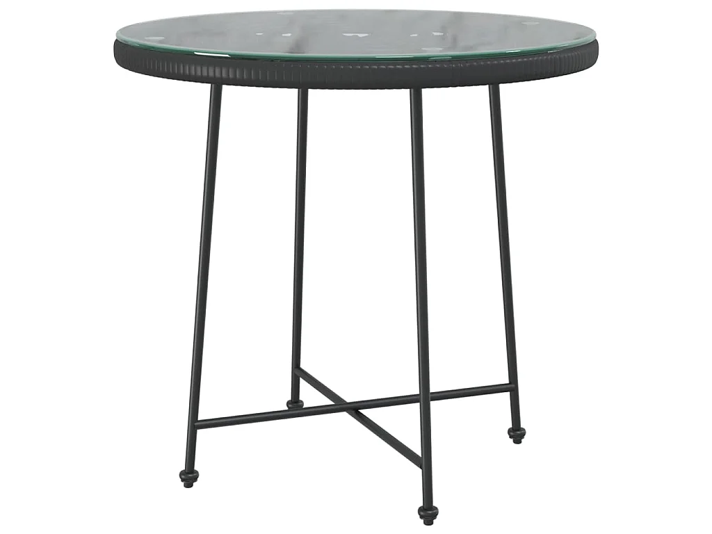 Table de salle à manger Noir Ø80 cm Verre trempé et acier