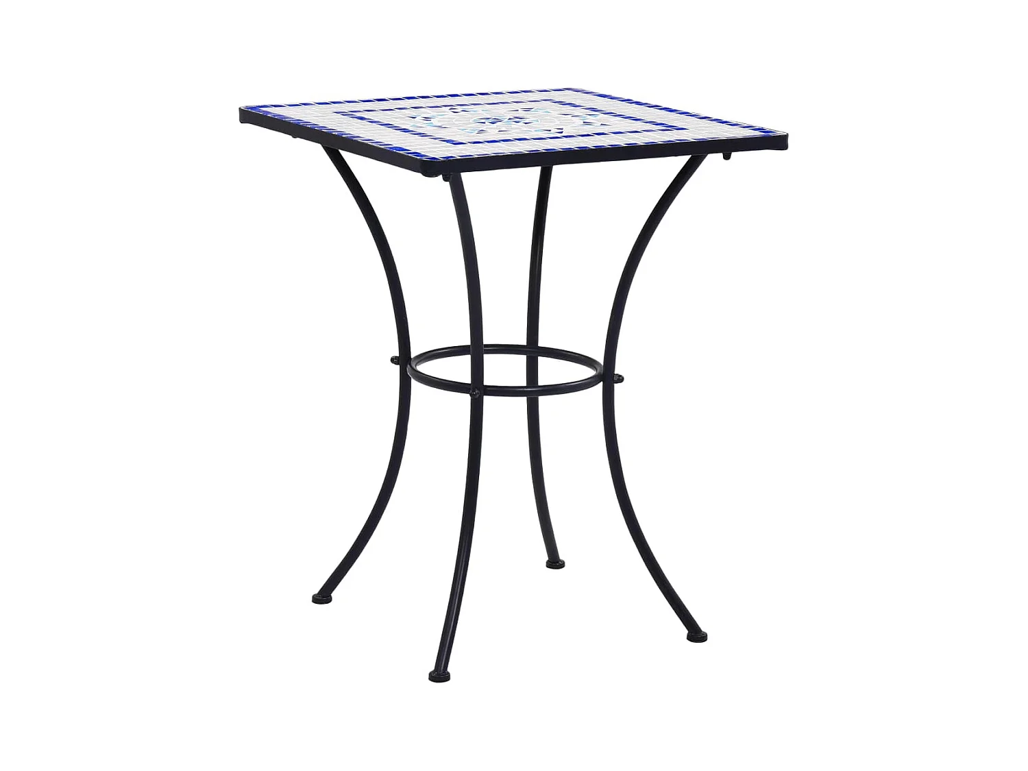 Table de bistro mosaïque Bleu et blanc 60 cm Céramique