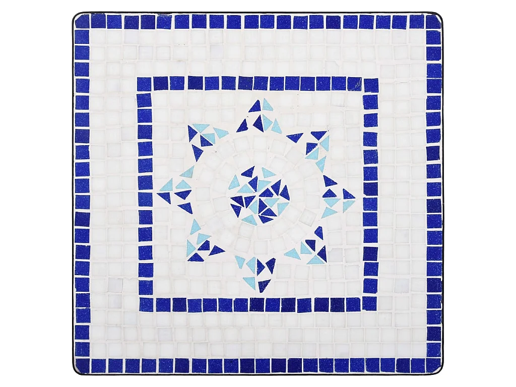 Tavolino da Bistrot con Mosaico Blu e Bianco 60 cm in Ceramica